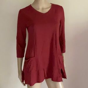 Logo by Lori Goldstein Ruffled Hem Top 3/4 Sleeve